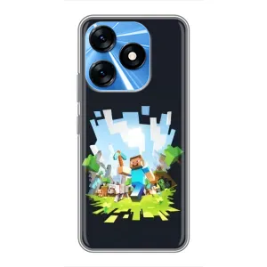Чехол Майнкрафт на TECNO Spark 10 (AlphaPrint) Minecraft (персонажи Minecraft)