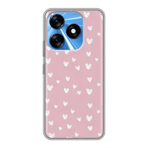 Чехол с розовым рисунком для TECNO Spark 10 (Сердечки на розовом)
