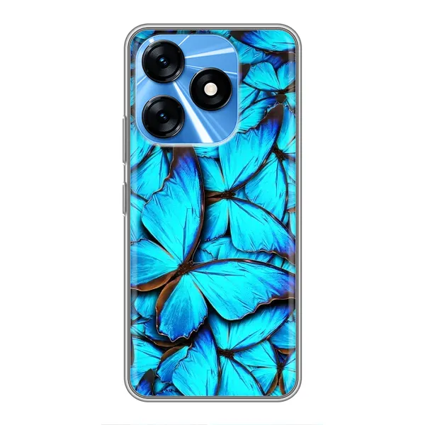 Чехол с принтом «Синие бабочки» для TECNO Spark 10