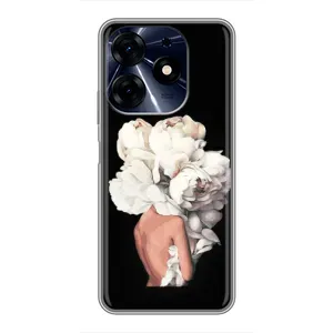 Чехлы (ART) Цветы на TECNO Spark 10c (VPrint) (Белые цветы)