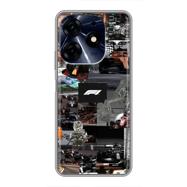 Чехол с принтом «Гоночный коллаж Ф1» для TECNO Spark 10c Чехол с принтом «Гоночный коллаж Ф1» для TECNO Spark 10c