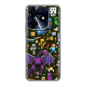 Чехол Майнкрафт на TECNO Spark 10c (AlphaPrint) Minecraft (Коллаж Майнкрафт)