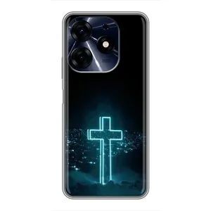 Чехол для TECNO Spark 10c (AlphaPrint) - (Христианские) (Крест и город)