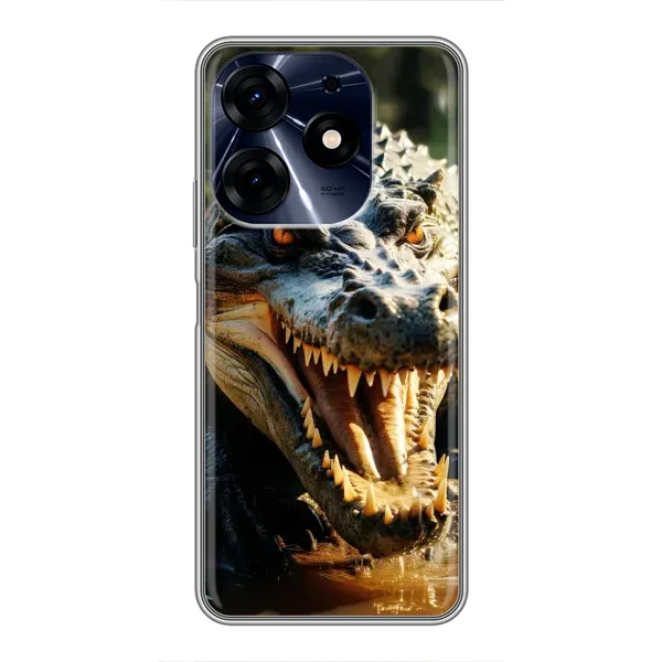 Чохол з принтом «Небезпечний крокодил» для TECNO Spark 10c