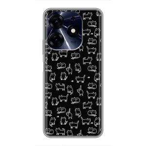 Чехол с принтом для TECNO Spark 10c (AlphaPrint) Модные коты (Меленькие котики)