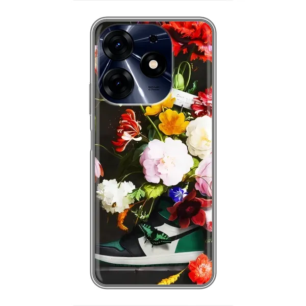 Чехол с принтом «Nike цветы» для TECNO Spark 10c