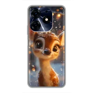 Яскравий чохол для TECNO Spark 10c з Зимові Оленята (Оленятко серед гірлянд)