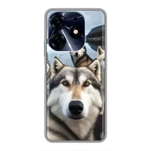 Чехол с Хаски для TECNO Spark 10c - (AlphaPrint) (Селфи ХАски)