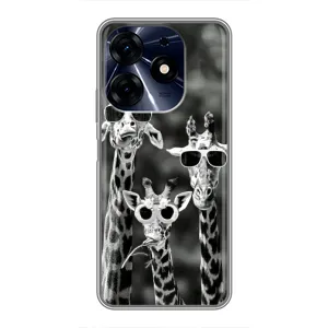 Силиконовый чехол с КАРТИНКАМИ лето для TECNO Spark 10c (AlphaPrint) (Жирафы в очках)