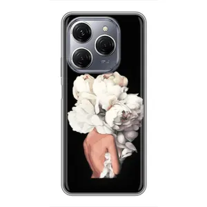 Чехлы (ART) Цветы на TECNO Spark 20 Pro (VPrint) (Белые цветы)