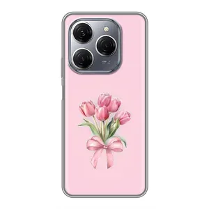 Чехол с розовым рисунком для TECNO Spark 20 Pro (Букет цветов)