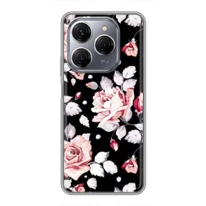 Чехлы с Цветами для TECNO Spark 20 Pro (VPrint) (Цветочки на черном)