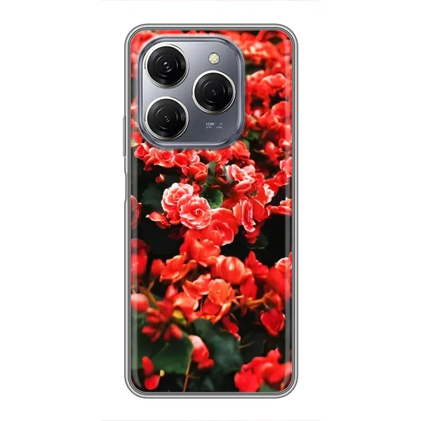 Чохол з принтом «Квіти червоні» для TECNO Spark 20 Pro Чохол з принтом «Квіти червоні» для TECNO Spark 20 Pro