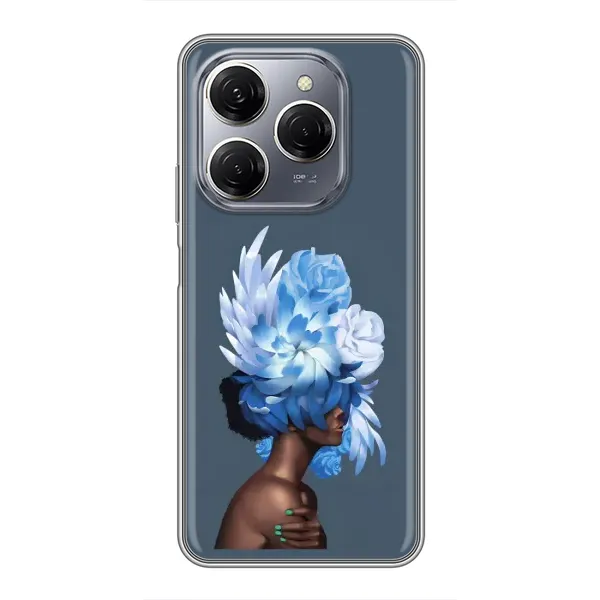 Чехол с принтом «Цветы на голове» для TECNO Spark 20 Pro