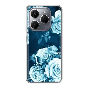 Чехлы (ART) Цветы на TECNO Spark 20 Pro (VPrint) (Голубые Бутоны)