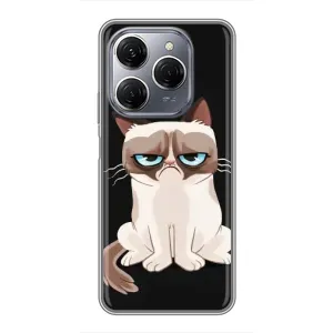 Чехол с принтом для TECNO Spark 20 Pro (AlphaPrint) Модные коты (Грустный кот)