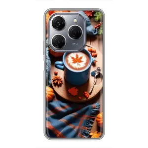 Чехол с уникальным дизайном «Осень с кофе» для TECNO Spark 20 Pro (Кофе и тыковки)