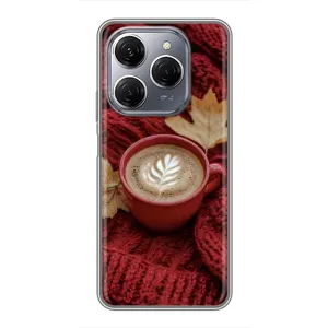 Чехол с уникальным дизайном «Осень с кофе» для TECNO Spark 20 Pro (Кофе на пледе)