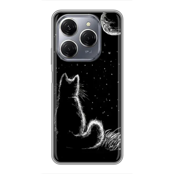 Чохол з принтом «Котик і місяць» для TECNO Spark 20 Pro