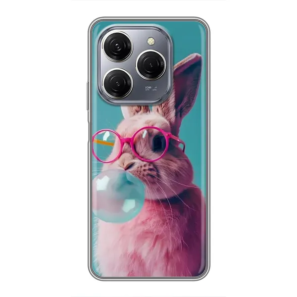 Чехол с принтом «Кролик в очках» для TECNO Spark 20 Pro