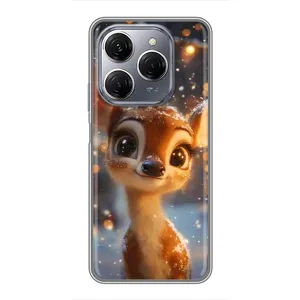 Яскравий чохол для TECNO Spark 20 Pro з Зимові Оленята (Оленятко серед гірлянд)