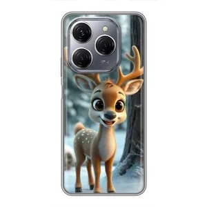 Яскравий чохол для TECNO Spark 20 Pro з Зимові Оленята (Оленятко в лісі)