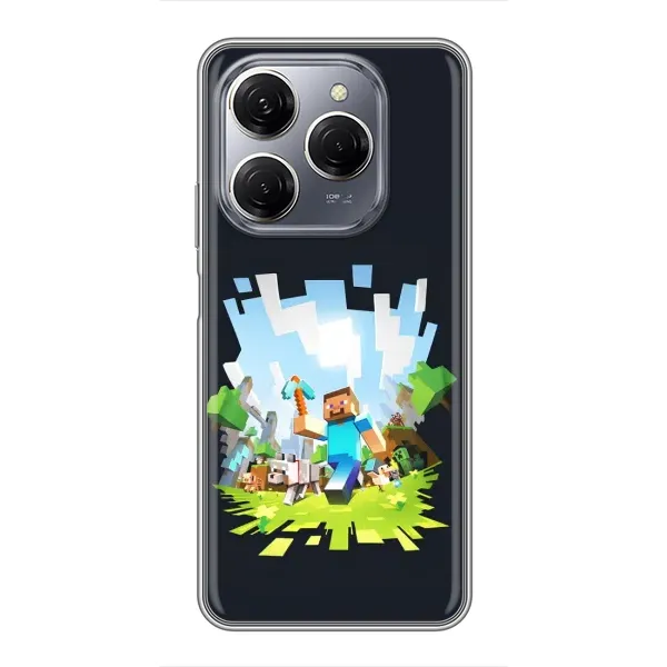 Чохол з принтом «персонажі Minecraft» для TECNO Spark 20 Pro