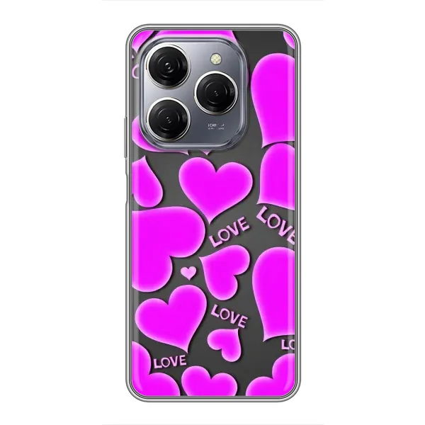 Чехол с принтом «Pink hearts» для TECNO Spark 20 Pro