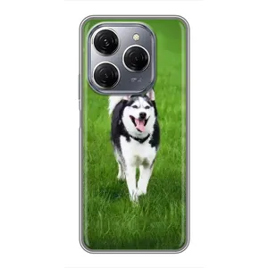 Чехол с Хаски для TECNO Spark 20 Pro - (AlphaPrint) (Радостный Хаски)