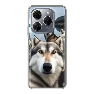 Чехол с Хаски для TECNO Spark 20 Pro - (AlphaPrint) (Селфи ХАски)