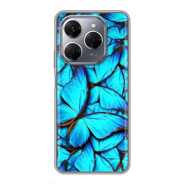 Чехол с принтом «Синие бабочки» для TECNO Spark 20 Pro