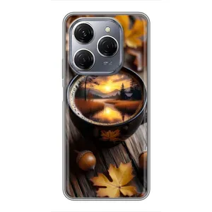 Чехол с уникальным дизайном «Осень с кофе» для TECNO Spark 20 Pro (Темный кофе)