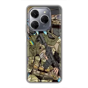Чехлы с картинкой ЗСУ для TECNO Spark 20 Pro (AlphaPrint) (Воин ВСУ)