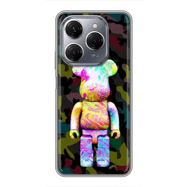 Чохол з принтом «Яскравий Bearbrick» для TECNO Spark 20 Pro