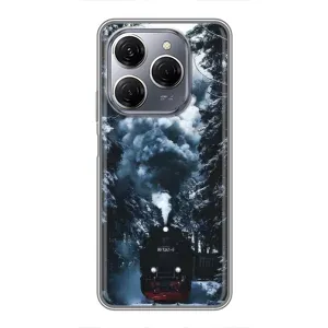 Новогодние, Праздничные Чехлы для TECNO Spark 20 Pro - 2024 год (Зимний поезд)