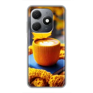 Чехол с уникальным дизайном «Осень с кофе» для TECNO Spark 20 (Кофе на желтом пледе)