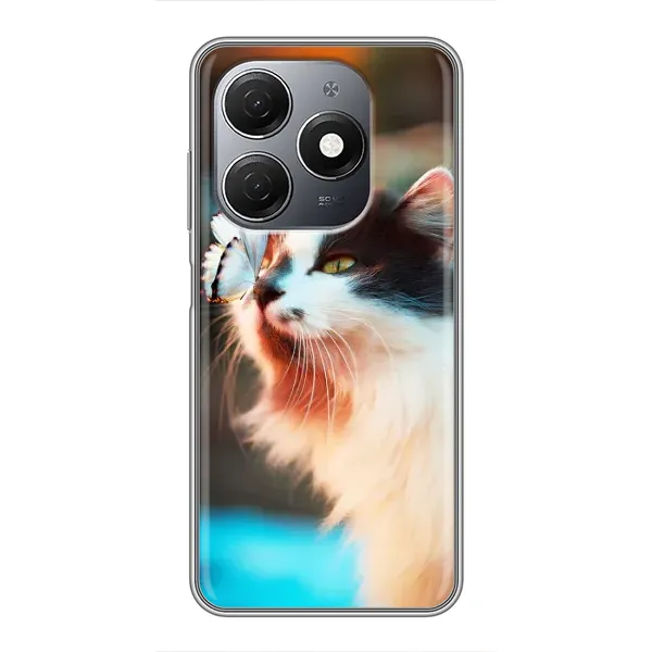 Чехол с принтом «Котик с бабочкой» для TECNO Spark 20