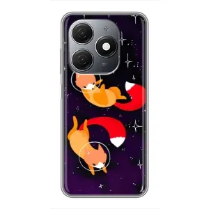 Чехлы с картинкой Лисички для TECNO Spark 20 (VPrint) (Лисички космонавты)