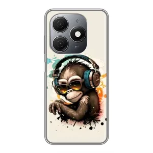 Чехол с Обезьянами TECNO Spark 20 - (AlphaPrint) (Макака в наушниках)