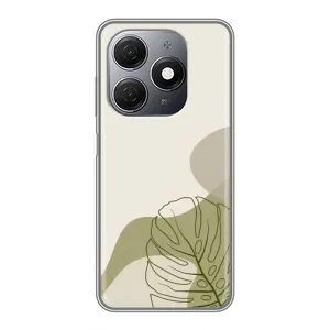 Силиконовый чехол с принтом в цветах на TECNO Spark 20 (Зеленая монстера дизайн)