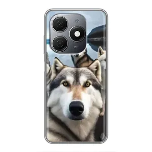 Чехол с Хаски для TECNO Spark 20 - (AlphaPrint) (Селфи ХАски)