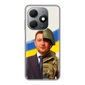Чехол для TECNO Spark 20 (AlphaPrint - с принтом Зеленского) (Зеленский солдат)
