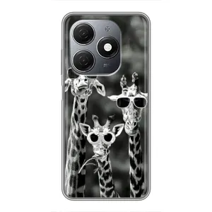 Силиконовый чехол с КАРТИНКАМИ лето для TECNO Spark 20 (AlphaPrint) (Жирафы в очках)