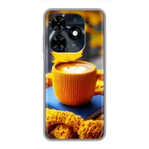 Чохол з принтом «Кава на жовтому пледі» для TECNO Spark 20c
