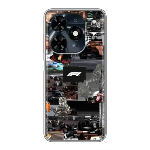 Чохол з принтом «Гоночний колаж Ф1» для TECNO Spark 20c Чохол з принтом «Гоночний колаж Ф1» для TECNO Spark 20c