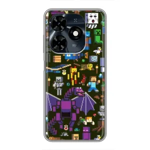 Чохол Майнкрафт на TECNO Spark 20c (AlphaPrint) Minecraft (Колаж Майнкрафт)