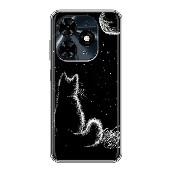 Чохол з принтом «Котик і місяць» для TECNO Spark 20c Чохол з принтом «Котик і місяць» для TECNO Spark 20c