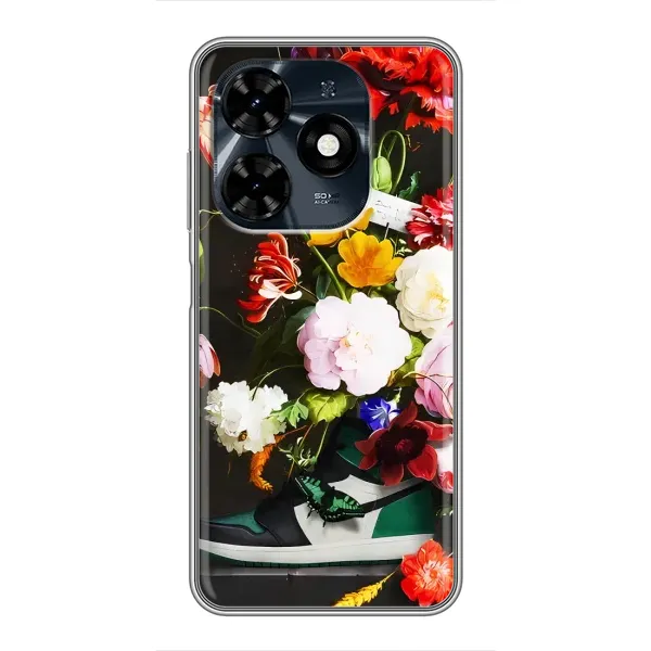 Чохол з принтом «Nike цветы» для TECNO Spark 20c