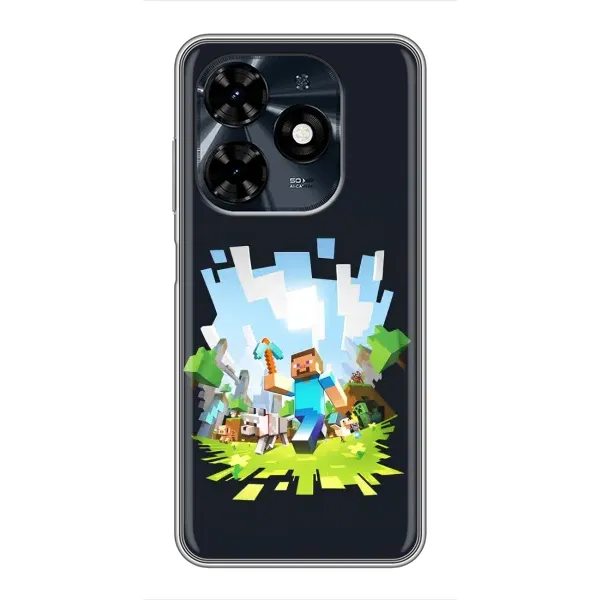 Чехол с принтом «персонажи Minecraft» для TECNO Spark 20c