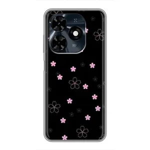 Чохол з розовим принтом для TECNO Spark 20c (Рожеві квіти на чорному)